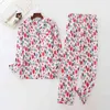 Vintage Leopard pajamas set 100% brushed cotton winter sleepwear fashion flannelette pyjamas for 210809