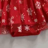 MABABY Рождество рождено младенческие детские девочки ползунки красный тюль комбинезон снежинки печать лет костюм рождественские одежды DD40 211101