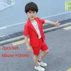 Kleding Sets Zomer Kinderen Korte Mouw Pak Jongens Performance Verjaardagspartij Kostuum Kinderen Blazer Shorts Broek Jurk Hosted Outfits