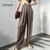 Unireal Outono Moda Moda Mulheres Legais Perna Calças Cintura Alta Calças Casuais Streetwear Chic Vintage Solto Palazzo 210925