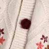 女性刺繍ニットカーディガンOネック長袖花かぎ針編みカジュアルファッション女性セーター210709