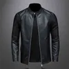 Cappotti di tendenza della moda autunnale di grandi dimensioni cappotti da uomo in pelle da motociclista con colletto alla coreana slim PU 5XL 211124