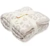 Blankets Half Wool Sheep Blanket Knitted Leopard Plush