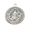 Medalha de São Bento Charms of Nearsy Patron contra Mal Maldle Charm Beads Antique Silver / Gold / Bronze Colgante Católico Pingentes L1791 36x31mm 12 pçs / lote