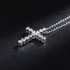 Pendant Necklaces Gorgeous Heart Shaped Zircon Cross Pendants Choker Chains White Gold Color Necklace For Women Fashion Jewelry Wholesale KC