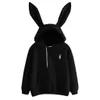 Mulheres Cute Bunny Impressão Hoodie Casual Solto Manga Comprida Doce Kawaii Rabbit Orelhas Suéter Pullover Plus Size Tops Sweatershirt LJ201103
