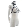 Наборы бюстгальтеров, регулируемый женский воротник из искусственной кожи, цепочка с открытым бюстгальтером, кляп для рта, зажимы для сосков, удерживающий бондаж, ночная экзотическая одежда для 188K