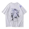 Mulheres Oversize T Shirt Branco Desenhos Animados Feminino Kawaii Tops T-shirt Engraçado de Moda de Manga Curta Para Roupas 210722