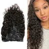 Water Wave Clips In Hair Extensions 120g Full Head 100% Brazilian Human Hairs Natural Color