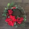 Christmas Pine Snow Garland krans Kerstmishangende decor ornament met rode boog 201006
