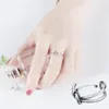 Cluster Rings Sole Memory Creative Double Knot Geometric Personality Cute 925 Sterling Silver Female Resizable Opening SRI359