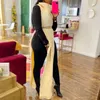 Robes décontractées 2021 mode automne hiver pull tricoté Robe femmes col roulé sans manches côté fente tenues fête d'anniversaire longue Maxi Robe