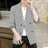 Zomer Mannen Blazers 3/4 Mouw Casual Pak Jas Mode Letter Gedrukt Blazer Slim Fit Masculine Business Social Jassen 210527