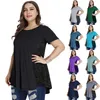 T-shirt taglie forti Camicetta allentata Camicia donna 2021 Estate femminile O Collo Manica corta Patchwork in pizzo Elegante Top da donna