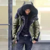 Moda Parka Pilota Uomo Stile Punk Cappotto di pelliccia naturale Uomo Giacca invernale in pelle Abbigliamento da motociclista