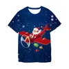 T-shirts Sneeuwman Kostuum Kids Kerstfeest T Shirts Santa Claus Baby Boys Girls Kleding Casual Cartoon 3D Print T-shirt 3T-14T T-Shirtt-S