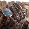 RH Fashion Boho Armband Schmuck Gemischte Natursteine/Kristall und Stein Charme 5 Stränge Frauen Wrap Armbänder Drop