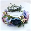 Wedding Hair Jewelry Bride Headdress Vines Manual Flower Berry Wreath Rose Crown Veil Headwear Decoration Drop Delivery 2021 Opj56