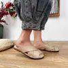 NXY Slippers Best selling retro cross lazy high-end women's slippers wear hollow Baotou low-heeled flat-bottomed sandals 220125