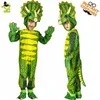 Crianças Triceratops Macacão Costume Cosplay Costume Verde Cor Dinossauro Roupas Fantasia Vestido Christmas Halloween Party Para Meninos Q0910