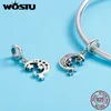 WOSTU 100% 925 Sterling Silver Starry Sky Moon & Stars Dangles Charm fit Bead Bracelet Pendant Necklace DIY Jewelry Gift FIC639 Q0531