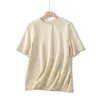 Summer Women T shirt Short sleeve Casual top tees Thick High quality Shirt White Beige Purple Yellow Grey 220325