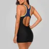 Charmleaks Femmes Sports Maillots de bain Sport Maillot de bain Colorblock Anthletic Open Back Beach Wear Fitness Maillots de bain 210630