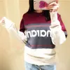 Contraste Couleur Femmes Sweat-shirt Flock Imprimer Manches longues Oneck Casual Wild Lady Pull Tops 201204