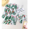 Sexy Three Pieces Bikini Set Cover Up Swimwear Women Swimsuit Print Long Sleeve Bathing Suit Beachwear Swimming Biquini 2202218536966