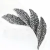 Broches, broches strass noir broche fleur rose feuilles arc symbole élégant broche de mariage perles de verre cristal pour femmes filles