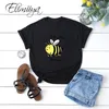 ELIIIYA T-shirt surdimensionné Bee Happy Print T-shirt T-shirt Femmes Vêtements d'été lâche Tee drôle T-shirts T-shirts 4XL 5XL Femme 210306