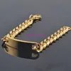 est Jewelry Charming Men's ID Bracelet 15mm Stainless Steel Gold Tone Chain Bracelets For Men 8.66" High Quality