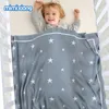 Baby Blankets födda Bebes Swaddle Wrap Clip 100 * 80cm Infant Boys Girls Bomull Stickade Quilts Barn Utomhus Playing Mat 210823