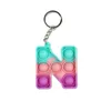 26 Letters Numbers Sensory Fidget Pop Bubble Poppers Key Ring Alfabetform Push Bubbles Popper Bräda Keychain Finger Puzzle Charm Tie Dye Rainbow Bag Hanging D104