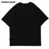 Hip Hop Oversize Men T-shirt Mörkvinkel Goth Tryckt T-shirt Harajuku Bomull Casual Sommar Kortärmad Toppar 210601