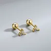 Mode zircon hjärtformade skruvboll studs rostfritt stål tunn stång piercing smycken