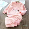 Детская одежда FlaneLel Baby Pajamas зимний лаундж длинные Джонс девочек Loungewear Boys Sweetwear Suite 211203