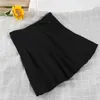 LY VAREY LIN Summer Women Sweet Solid Color Black High Waist Mini Skirts Female Casual Slim A-line Pleated 210526