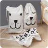 Storage Bags Multifunction Cotton Linen Bag Canvas Beamed Bear Pattern Laundry Toys Room Organizer 65x45cm