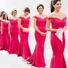 Fucsia off -shoulder damigalista Abiti da damigella d'onore Sweetheart Mermaid Maid of Honor Dress Paese Abiti da festa