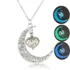 Månen glödande halsband charm smycken silverpläterade kvinnor mode lysande sten halsband gåvor