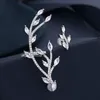 2021 fashion set horse eye zircon Leaf 925 silver popular asymmetric lady Earrings