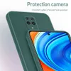 Przypadki telefoniczne Nowy Kwadratowy Płynny Etui Silikonowa dla Xiaomi Redmi Note 9 Pro Max 9s 9T Camera Obiektyw Ochronna Back Cover Note9 S T Funda