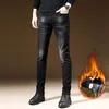 Heren jeans fluwelen dunne elastische winter broek mannen man jens broek voor denim heren straatkleding mode