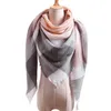 2021 Ny design Vinter Varm Kvinnor Plaid Triangle Cashmere Striped Scarf Kvinna Sjalar Och Wraps Bandana Blanket Scarf