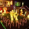 Lampy trawnikowe Olandadi 2 Zestawy Świąt Christmas Candy Trzciny Ścieżki Światła LED Yard Lights do Kryty Outdoor Decoration