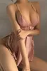 WOMENGAGA Rosa Sexy Grande Busto Donna Coreana Carro Armato di Pizzo Maglia Con Scollo A V Mini Abito Abiti Canotta Dolce Ragazza Asiatica Femminile E8OK 210603