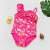 2-12Y ToDDler Girls Badkläder One Piece Baddräkt för tjejer Ruffle Style Children's Swimwear 2021 Nya Barn Badkläder-ST221