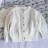 Maglione per bambini Autunno Inverno Cardigan lavorato a maglia in cotone Hollow-Out Lattice Baby Top Jacket 1-6Y Retro 211104