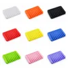 Silicone Flexible Soap Dishes Plate Storage Holder Tray Drainer Sponge Container Anti-slip Bathroom Soapbox Draining Shower Household Durable Convenient HY0346